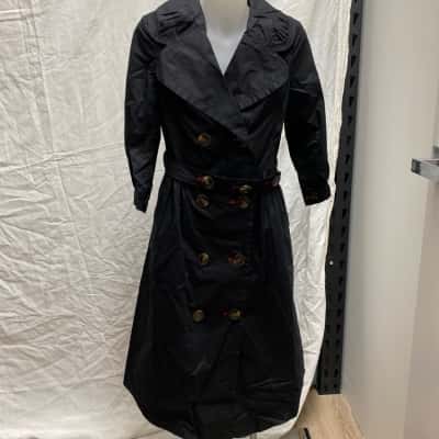  Womens  Size 38 Trench Coat Black  