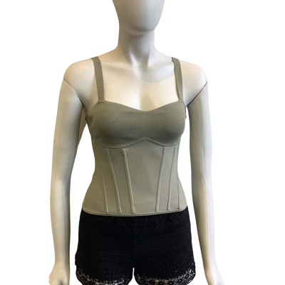 BNWT Kookai Women's Size 36 April Corset Top Sage Green 