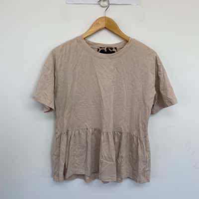 Refuge Beige Short SLeeve Top  Size XS 