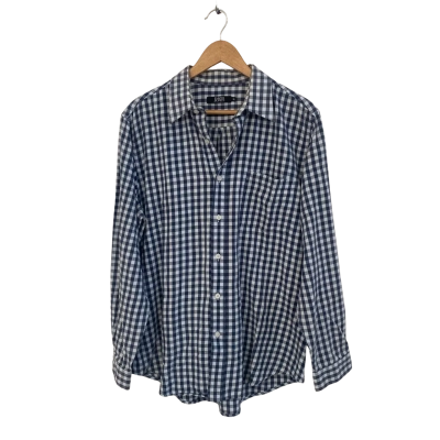 David Jones Mens  Size XL Long Sleeve Shirt Navy Blue / White 