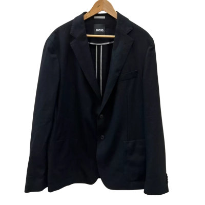 BOSS Mens Size US 46 Black Wool Blend Suit Jacket