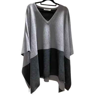 Sportscraft Womens  Size One Size Poncho Black  / Grey  Wool Mix