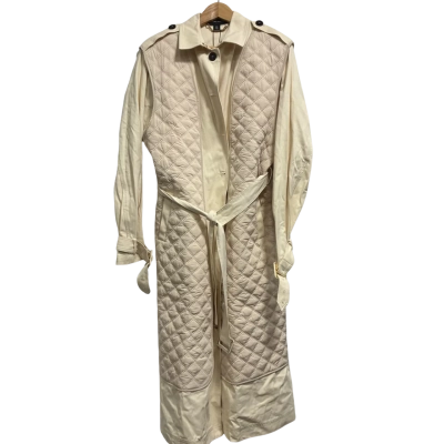 Karen Millen, Womens, Size US 12, beige quilted panel trench coat