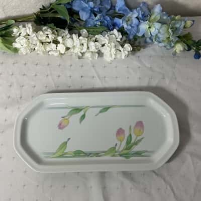 Vintage The Tuscany Collection "Westbury" Tulip Pattern Rectangular Porcelain Serving Platter