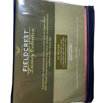 Fieldcrest Luxury Collection King Flat Sheet Fitted Sheet 2 Pillowcase 