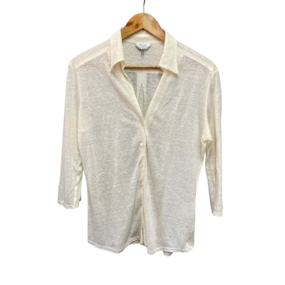 Max Mara Womens  Size M 3/4 Sleeve Shirt Cream 