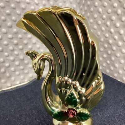 MCM lustre gold peacock vase made in Japan