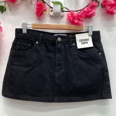 Supre Womens Mid Rise A-line Denim Skirt Size 8 Black  