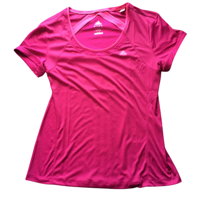 BNWT Adidas Womens  Size 18/L Purple Plum ClimaCool T Shirt with Adidas stripes at back. HTH
