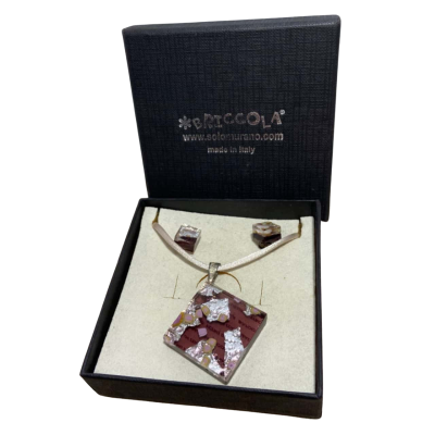 Italy ,Vetro Di Murano necklace and earrings. 