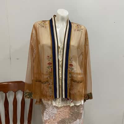 Aratta Silent Journey Floral Mesh Kimono Size S Brown / Floral 