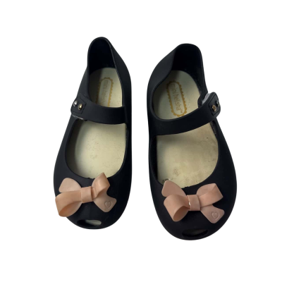 Mini Melissa Kids  Size 29 Shoes Black  with pink bow