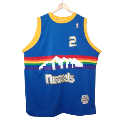 Mitchell & Ness NBA Size 4XL Denver Nuggets 2 Alex English Blue Jersey  