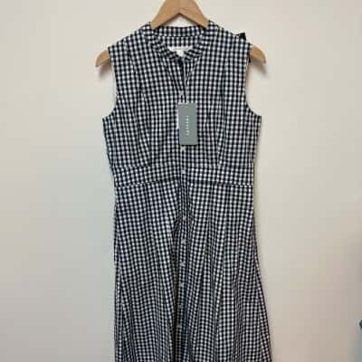 Trenery Womens  Size 10 Casual Dress Navy Blue / White 