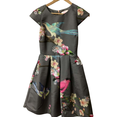 Ted Baker Womens  Size 0 Casual Dress Floral / Grey (e)