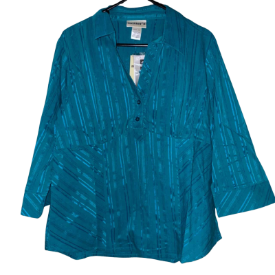 Millers Women's Size 14 3/4 Sleeve Green Striped Shirt 