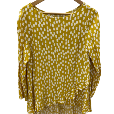 Mister Zimi Womens  Size 8 Long Sleeve Top Pattern / White / Yellow 