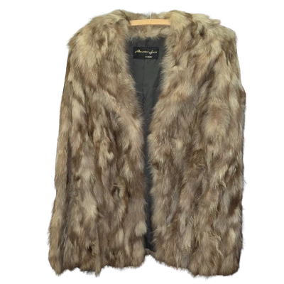  Alexander Furs Sydney Womens  Size 10 Fur Coat Brown / Off White 