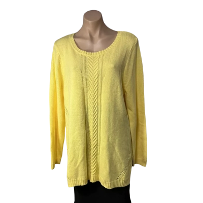 W-Lane Womens Size XL Yellow Cable Detail Crew Neck Jumper (new)