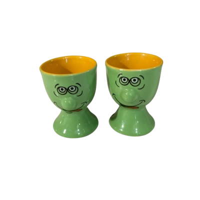 Vintage Ceramic Funny Face Egg Cups