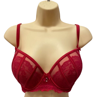 Bras N Things Bethany Balconette Hope Push Up Bra   Size 12DD  Red 