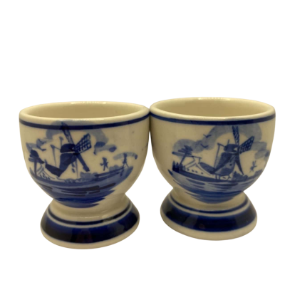 Pair of Blue Delft egg cups