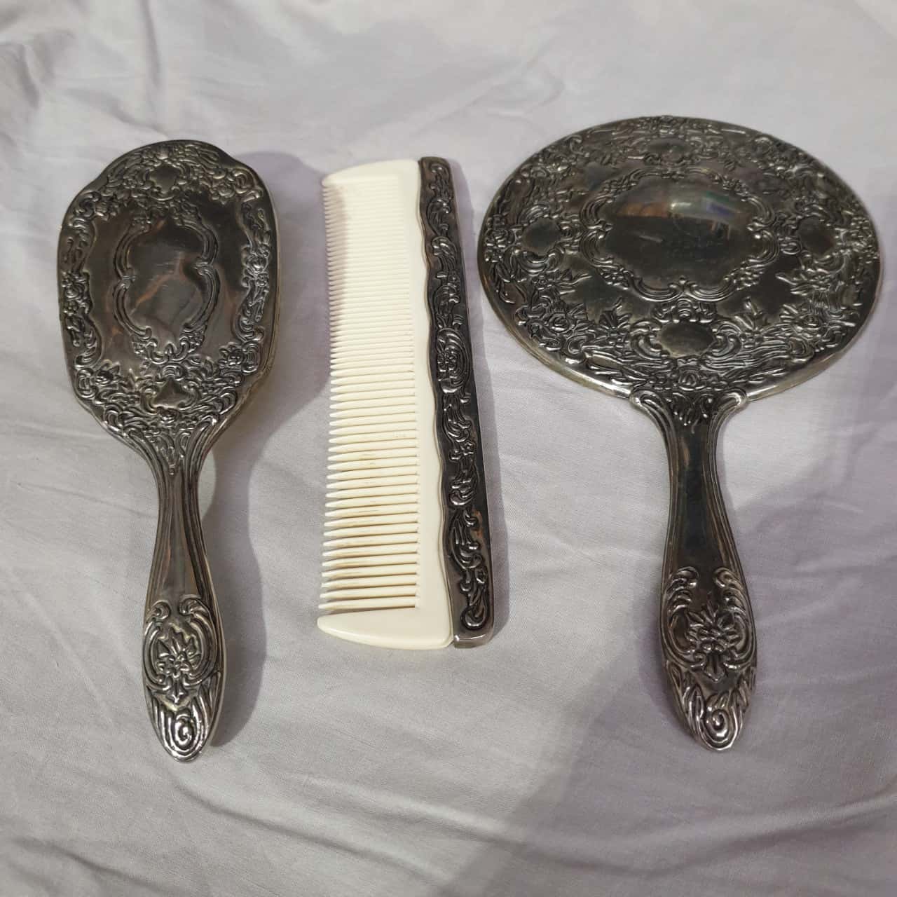 Vintage Heavy Metal Mirror Brush And Comb Set(s)
