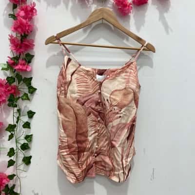 Once/Was Womens Button Through Cami Size 1 Peach 