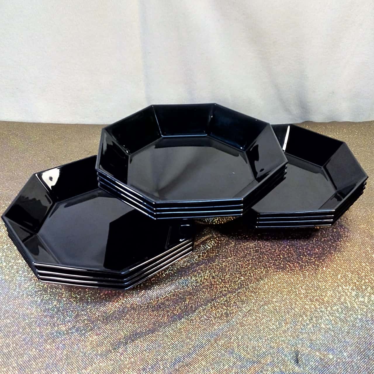 Arcoroc Octime Black Soup Plates Set Of 12