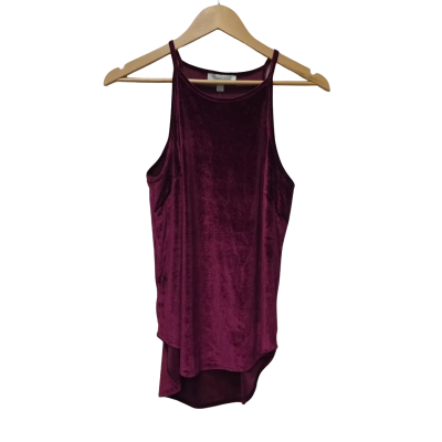 White Closet Womens  Size 10 Shoestring Strap Top Maroon 