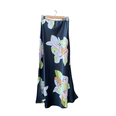 Gingham & Heels Size 12 Maxi Skirt Black / Floral / Multicoloured / Pattern BNWT