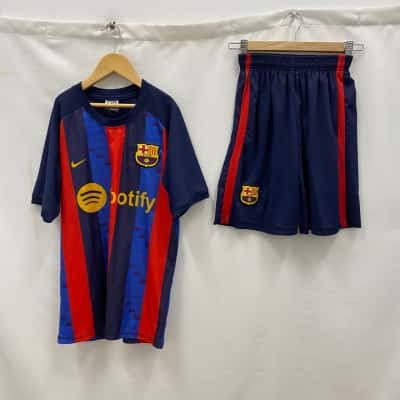 Unbranded Kids Soccer Tee+ Shorts Navy Blue / Red 