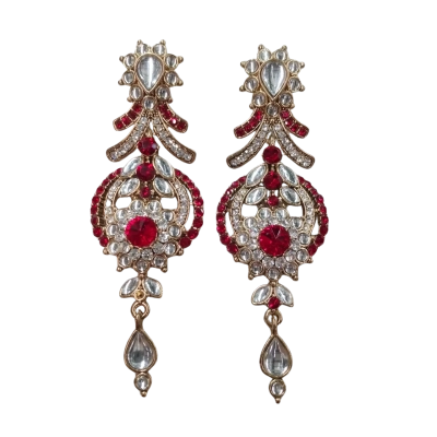 Women's Red and Gold Dangle Earrings