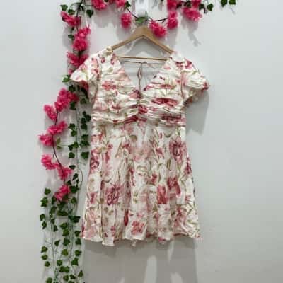 Forever New Womens  Size 20 Cocktail Dress Floral / Multicoloured / Pattern / White 