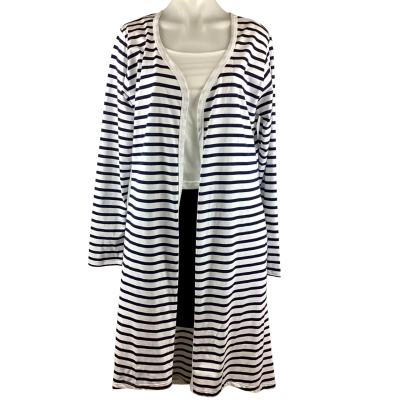 Betty Basics Byron Cardigan Blue/White Stripe Size 16
