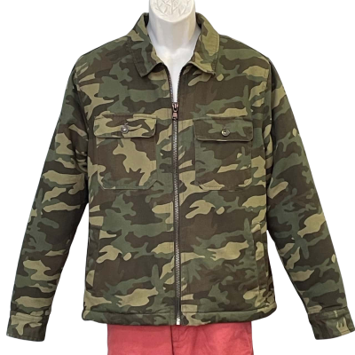 Cotton On Mens Size S Fleece/Front Zipper/Winter Coat Camouflage/Green