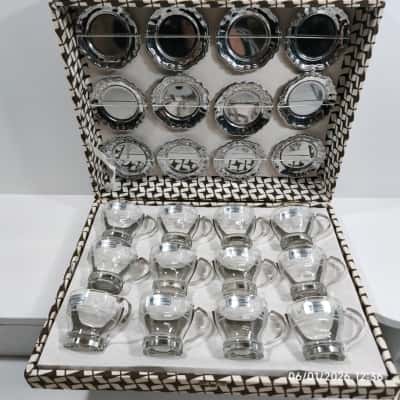 Lavorato a Mano 24pcs Set Espresso Glasses and Saucers Vintage in Case 
