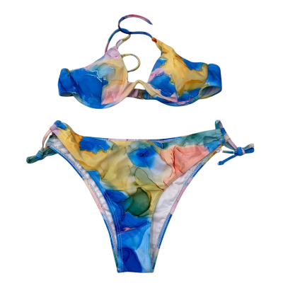 Kamoni Women's Two-Piece Bikini in a Colourful Abstract Print Size M