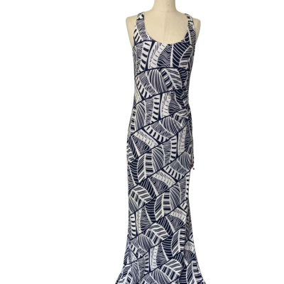 Tommy Bahama Womens  Size M Maxi Dress / Party Dress Navy Blue / Pattern / White 