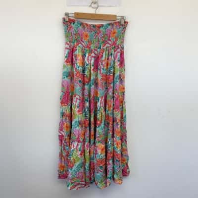 The Lover's Cove Pink Green Floral Maxi Skirt  Size 16 