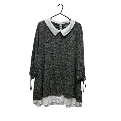 beme Womens  Size XL 3/4 Sleeve Top Black  / Multicoloured / White 