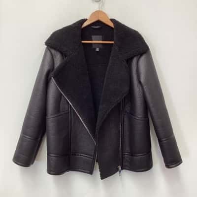 Forever New Randy Relaxed Borg Aviator Jacket Size 6