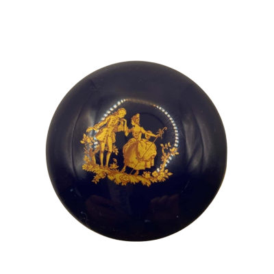 Limoges cobalt blue and gold trinket dish