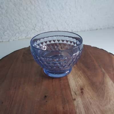 Villeroy Boch Boston Faceted Crystal Glass Bowl - Blue