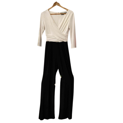  Womens  Size 10 / 4 Long Sleeve Jumpsuit Black  / White 