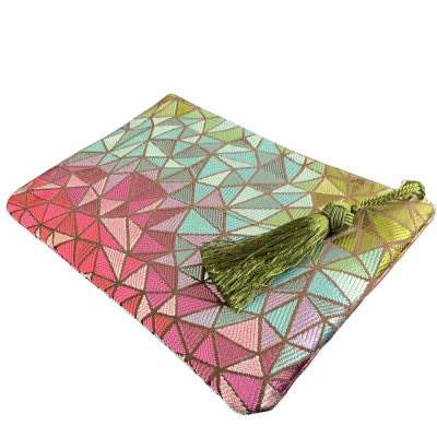 Otto Angelino Womens Clutch Multicoloured with green tassel detail BNWT