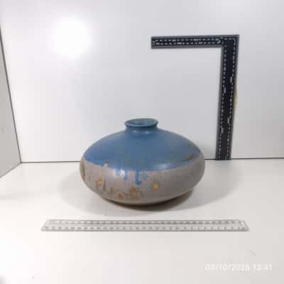 Ceramic UFO Vase Blue Grey As Is 