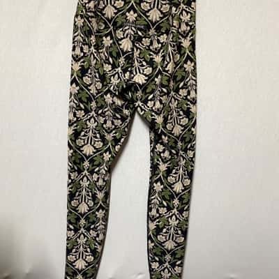 Lorna Jane Womens  Size S Black  / Cream / Floral / Green Leggings 