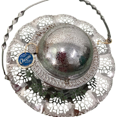 Vintage Mayell England Silver Plate Roll Top Butter Dish / Jam Server