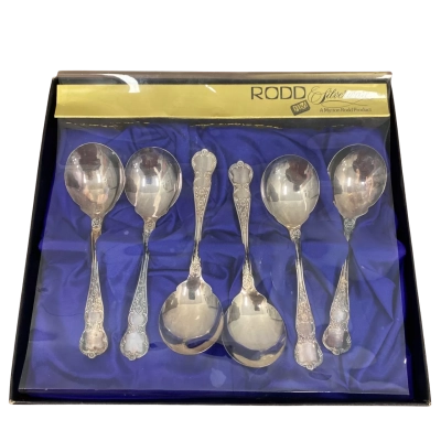 Vintage Rodd Silverware Soup Spoons in Original Box 